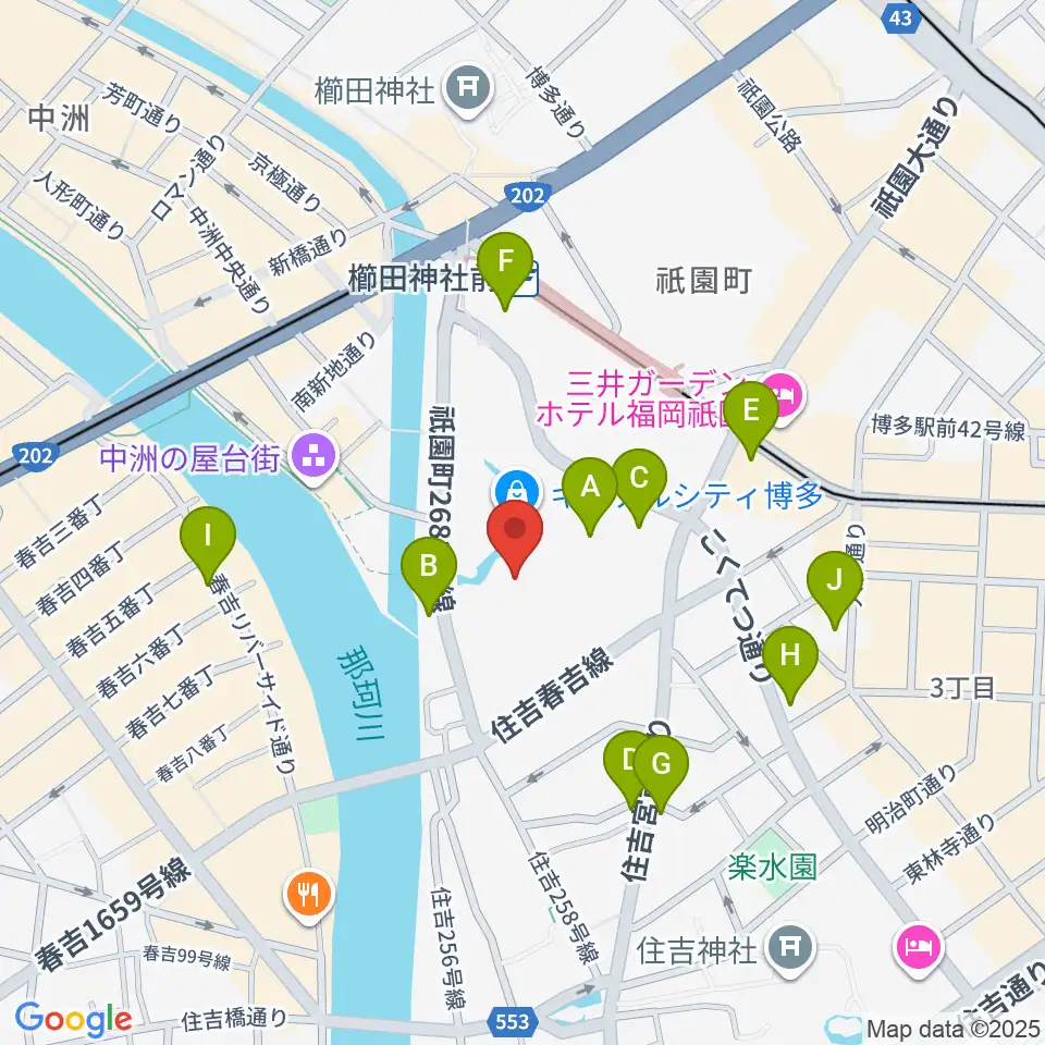 ユナイテッド・シネマ キャナルシティ13周辺のコンビニエンスストア一覧地図