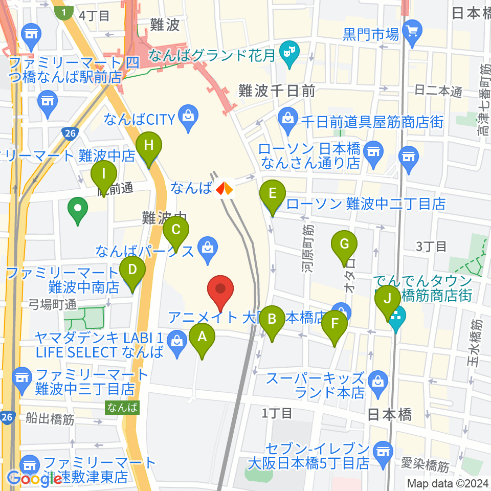 なんばパークスシネマ周辺のコンビニエンスストア一覧地図