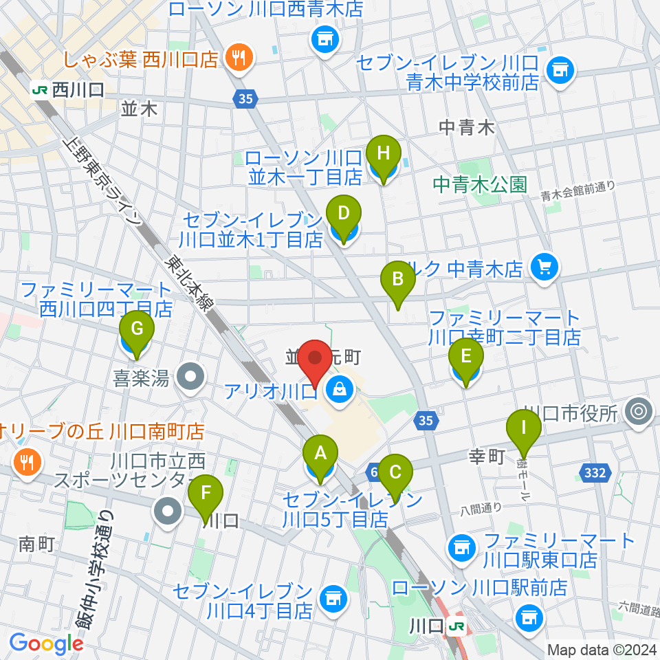 MOVIX川口周辺のコンビニエンスストア一覧地図