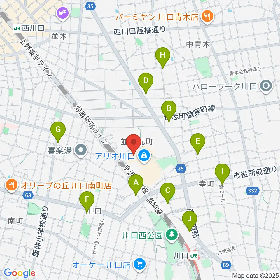 MOVIX川口周辺のコンビニエンスストア一覧地図
