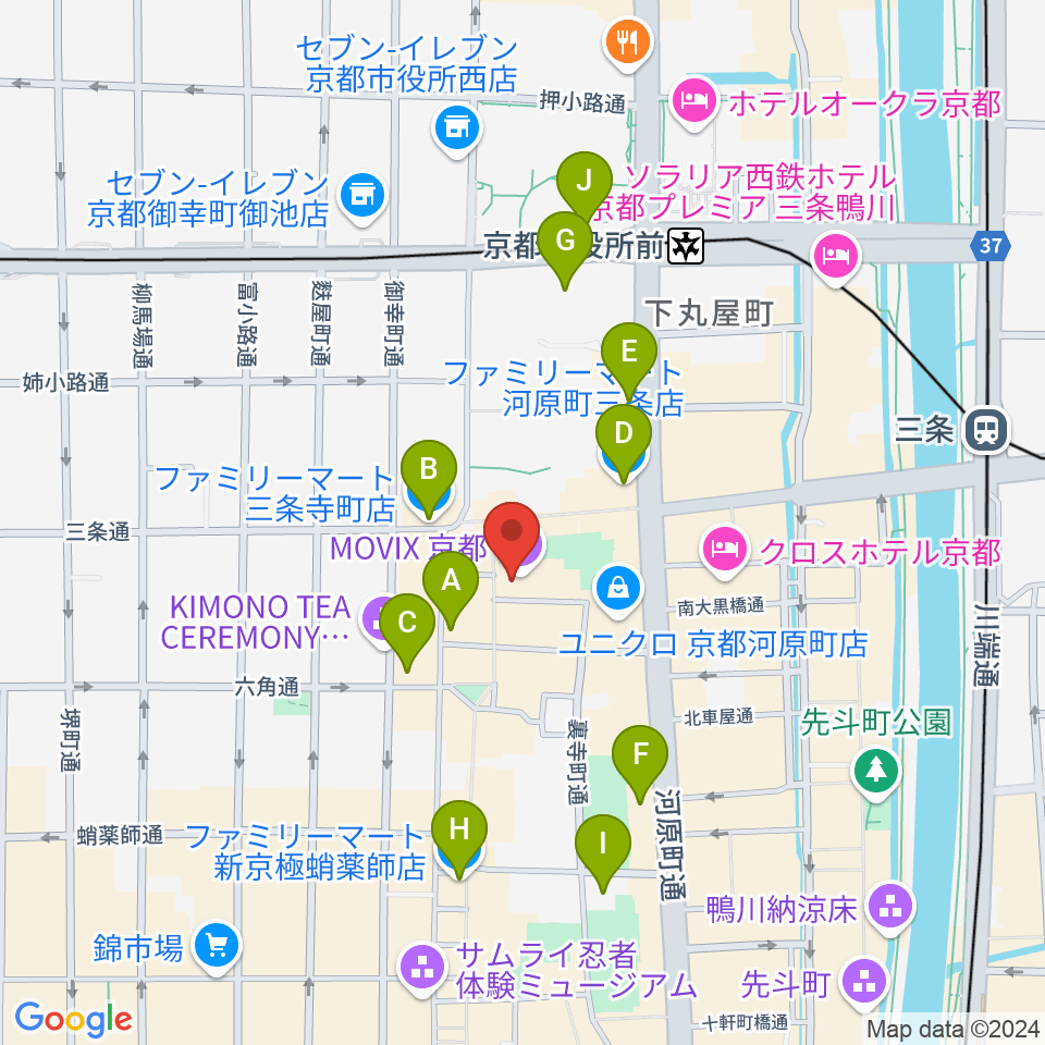 MOVIX京都周辺のコンビニエンスストア一覧地図