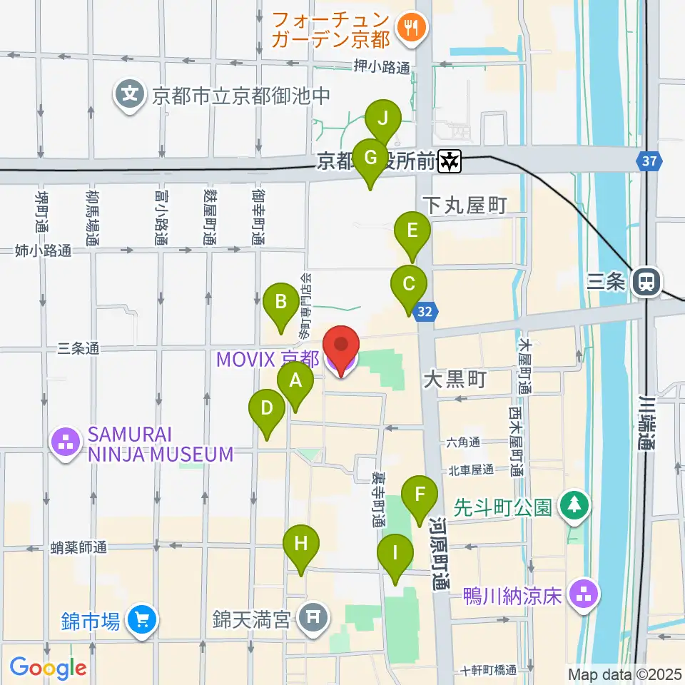 MOVIX京都周辺のコンビニエンスストア一覧地図