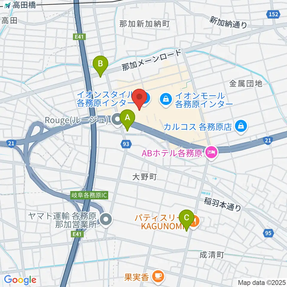 イオンシネマ各務原周辺のコンビニエンスストア一覧地図