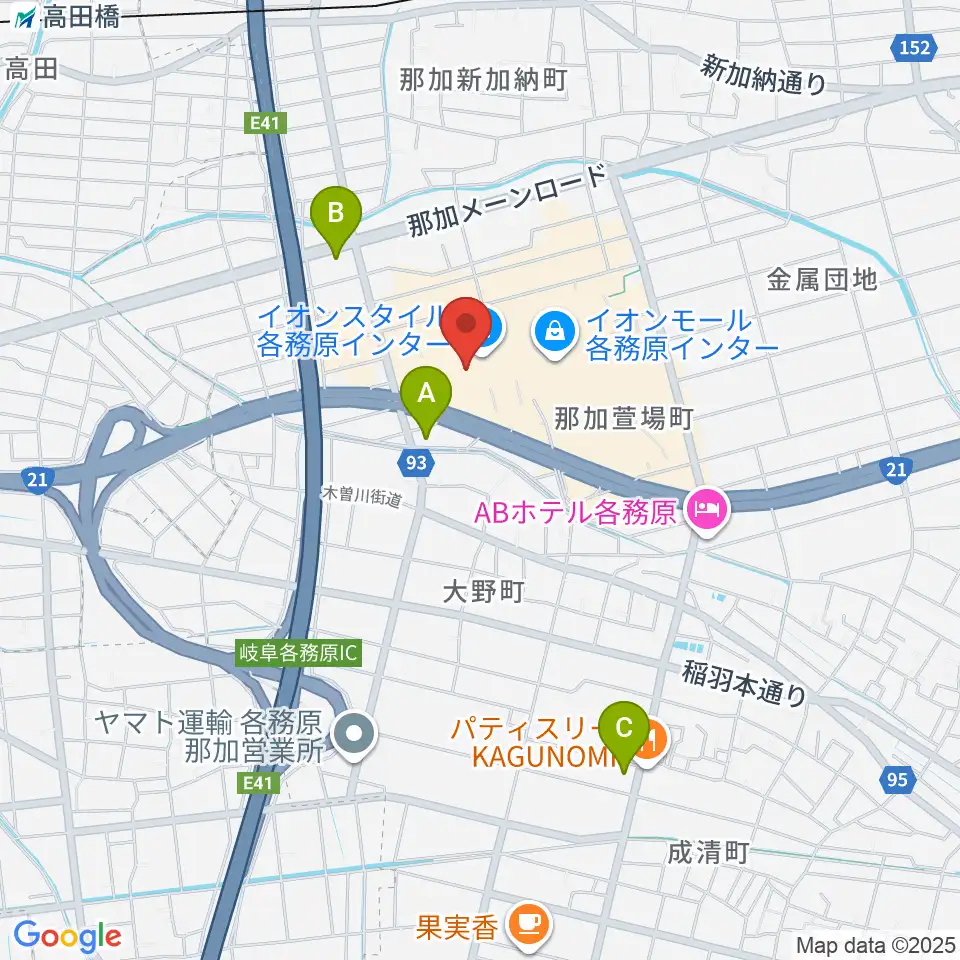 イオンシネマ各務原周辺のコンビニエンスストア一覧地図
