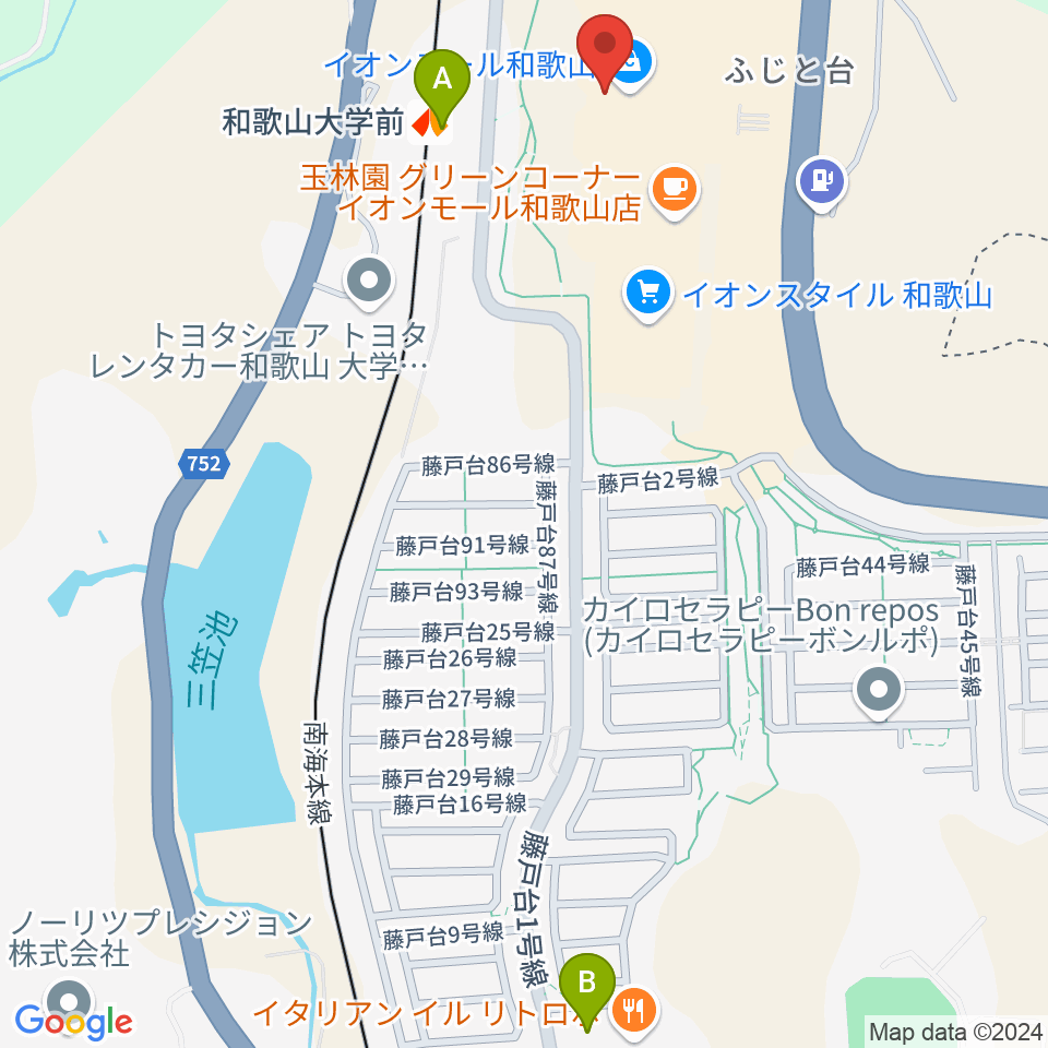 イオンシネマ和歌山周辺のコンビニエンスストア一覧地図