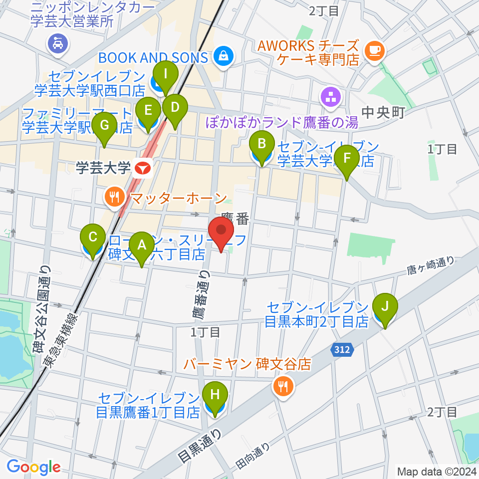 フォレストミュージック周辺のコンビニエンスストア一覧地図