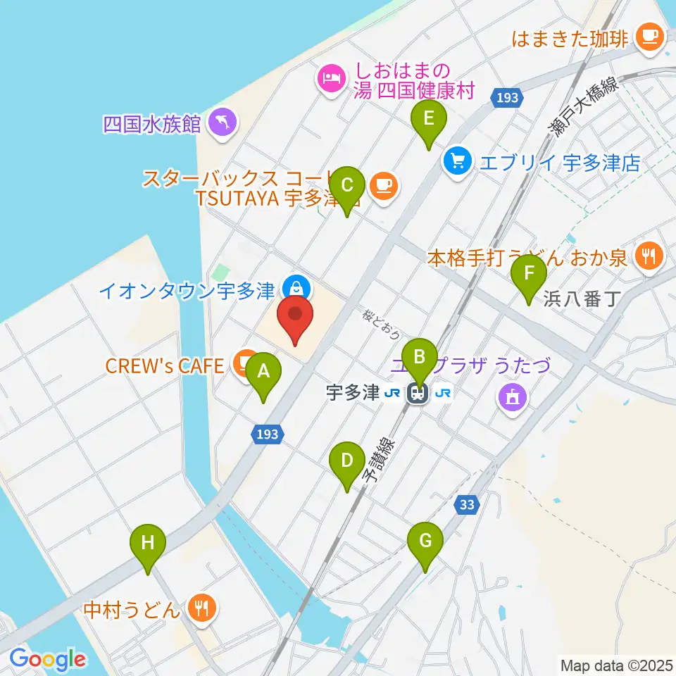 イオンシネマ宇多津周辺のコンビニエンスストア一覧地図