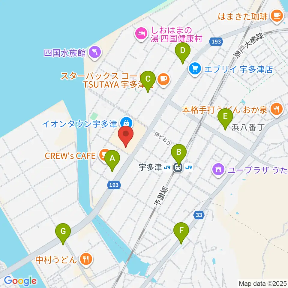 イオンシネマ宇多津周辺のコンビニエンスストア一覧地図