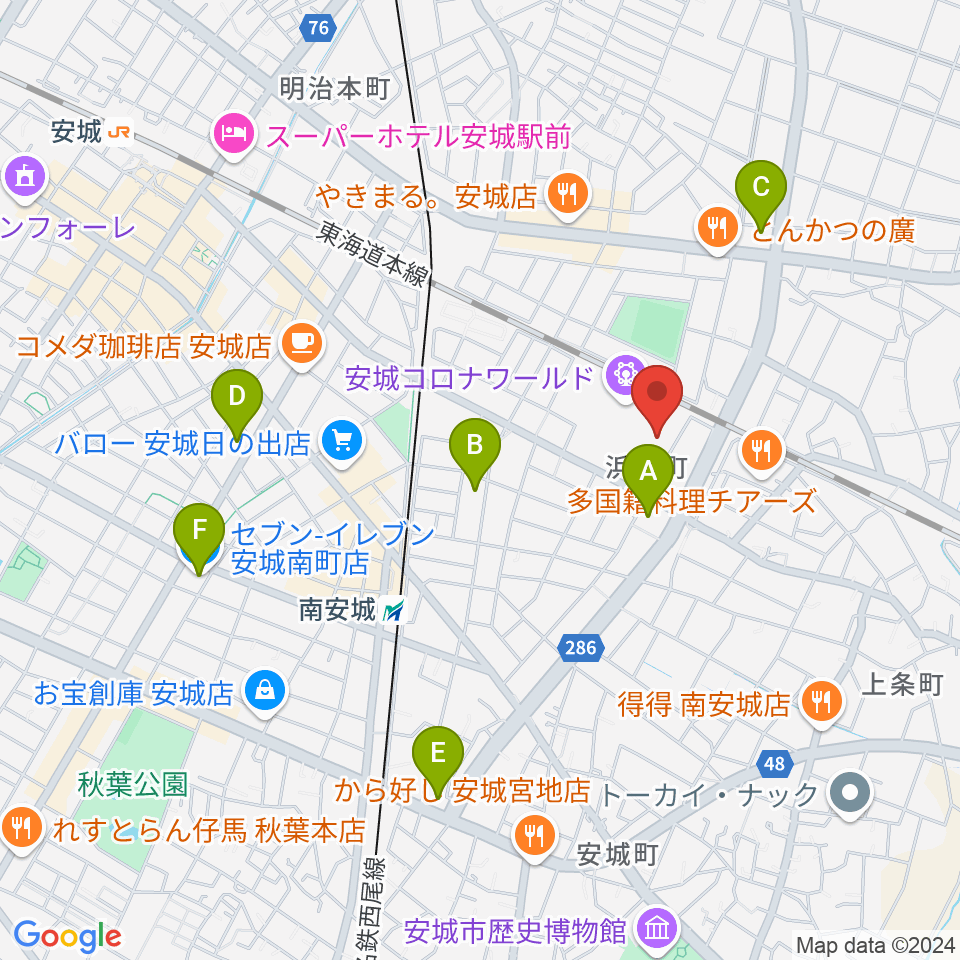 シネマワールド安城周辺のコンビニエンスストア一覧地図