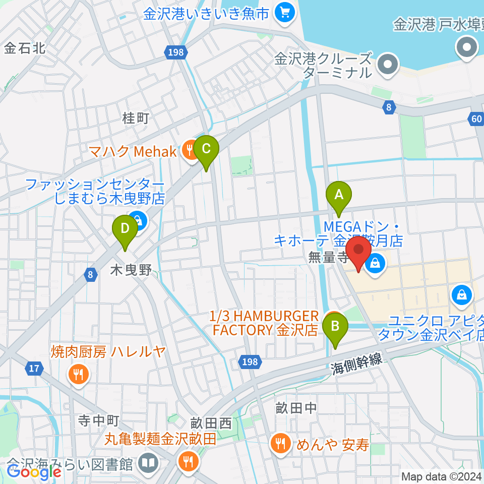 シネマワールド金沢周辺のコンビニエンスストア一覧地図