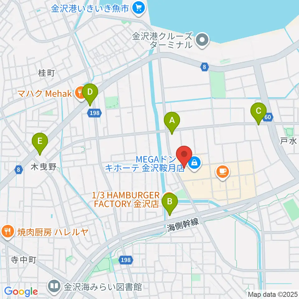 シネマワールド金沢周辺のコンビニエンスストア一覧地図