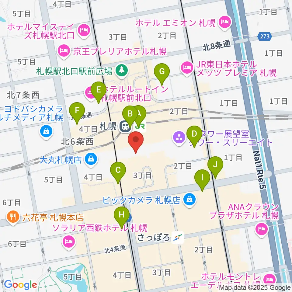 札幌シネマフロンティア周辺のコンビニエンスストア一覧地図