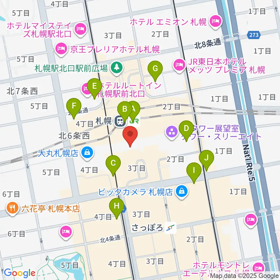 札幌シネマフロンティア周辺のコンビニエンスストア一覧地図