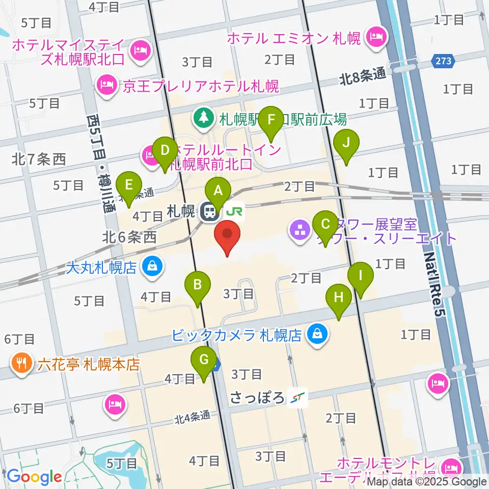 札幌シネマフロンティア周辺のコンビニエンスストア一覧地図