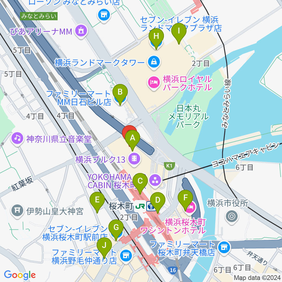 横浜ブルク13周辺のコンビニエンスストア一覧地図