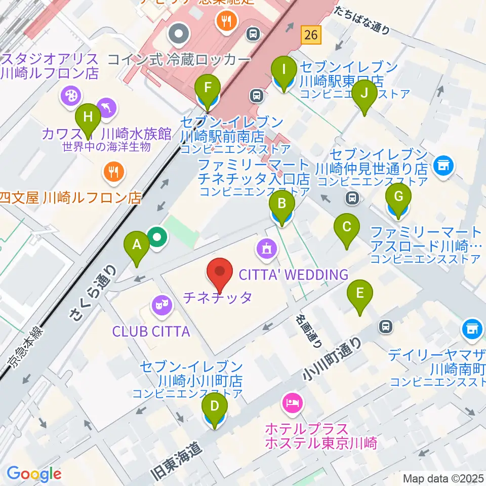 チネチッタ周辺のコンビニエンスストア一覧地図