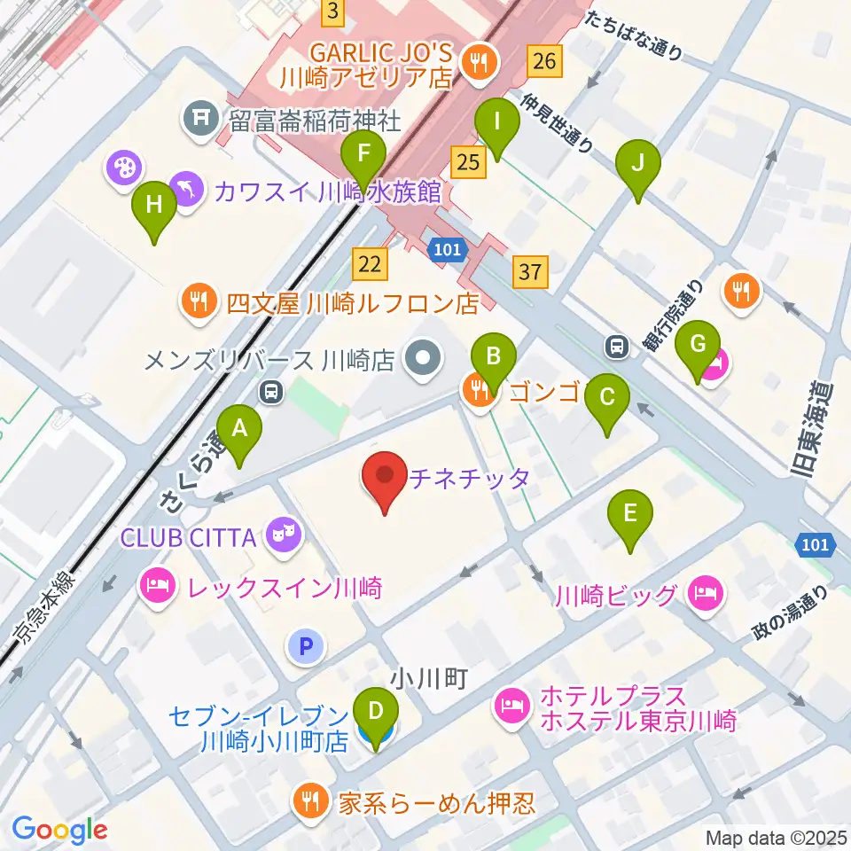 チネチッタ周辺のコンビニエンスストア一覧地図