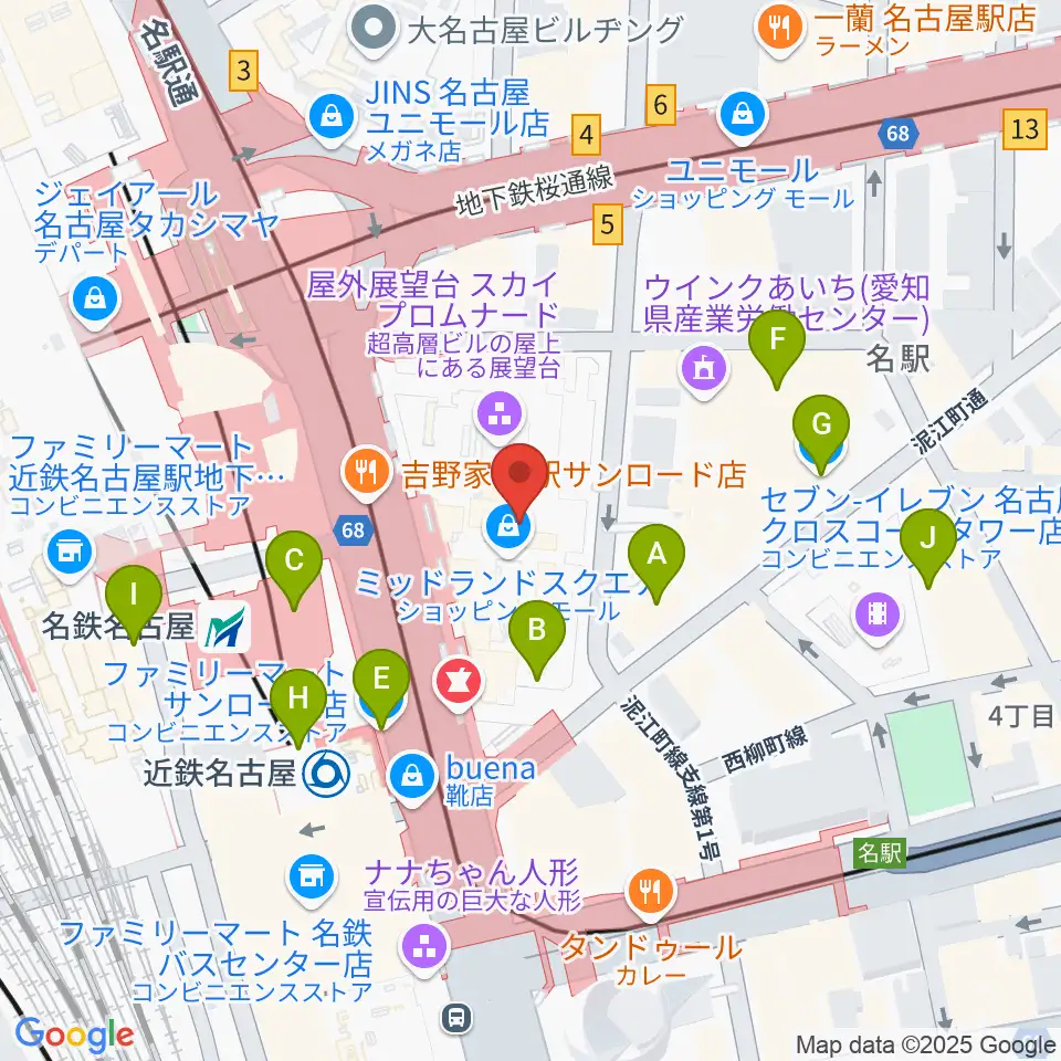 ミッドランドスクエアシネマ周辺のコンビニエンスストア一覧地図