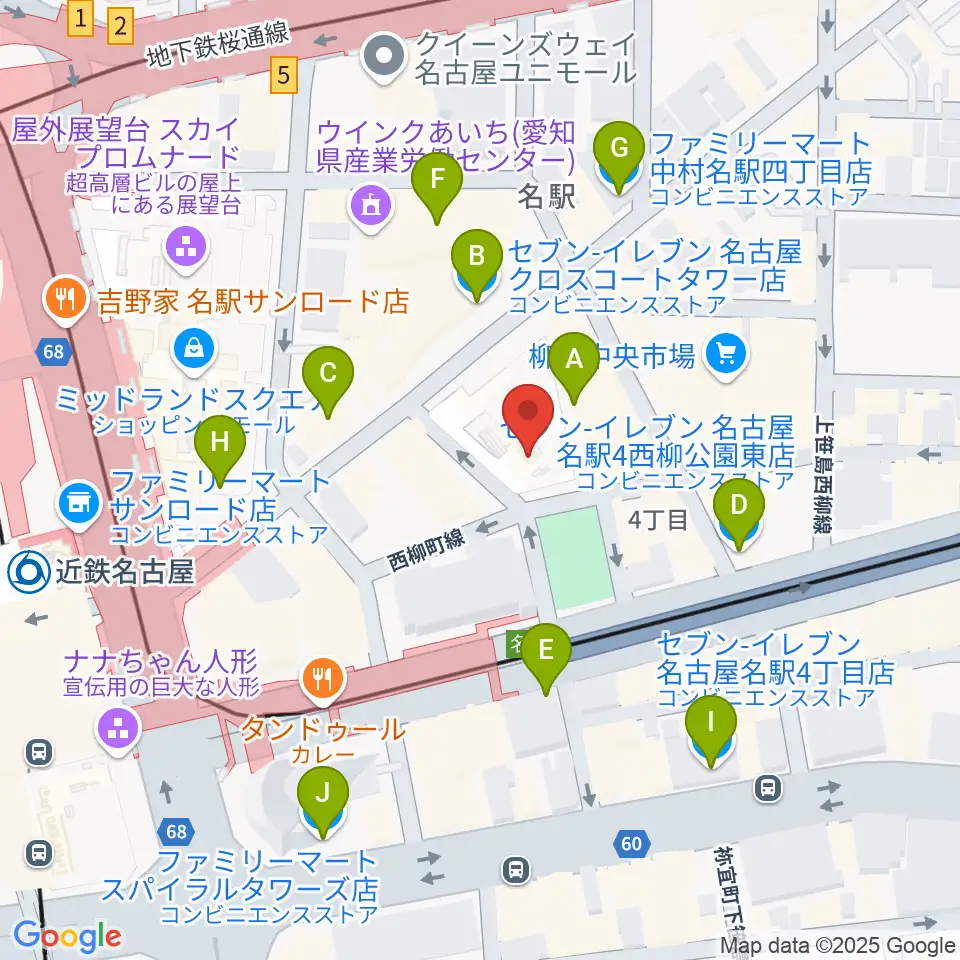 ミッドランドスクエアシネマ2周辺のコンビニエンスストア一覧地図
