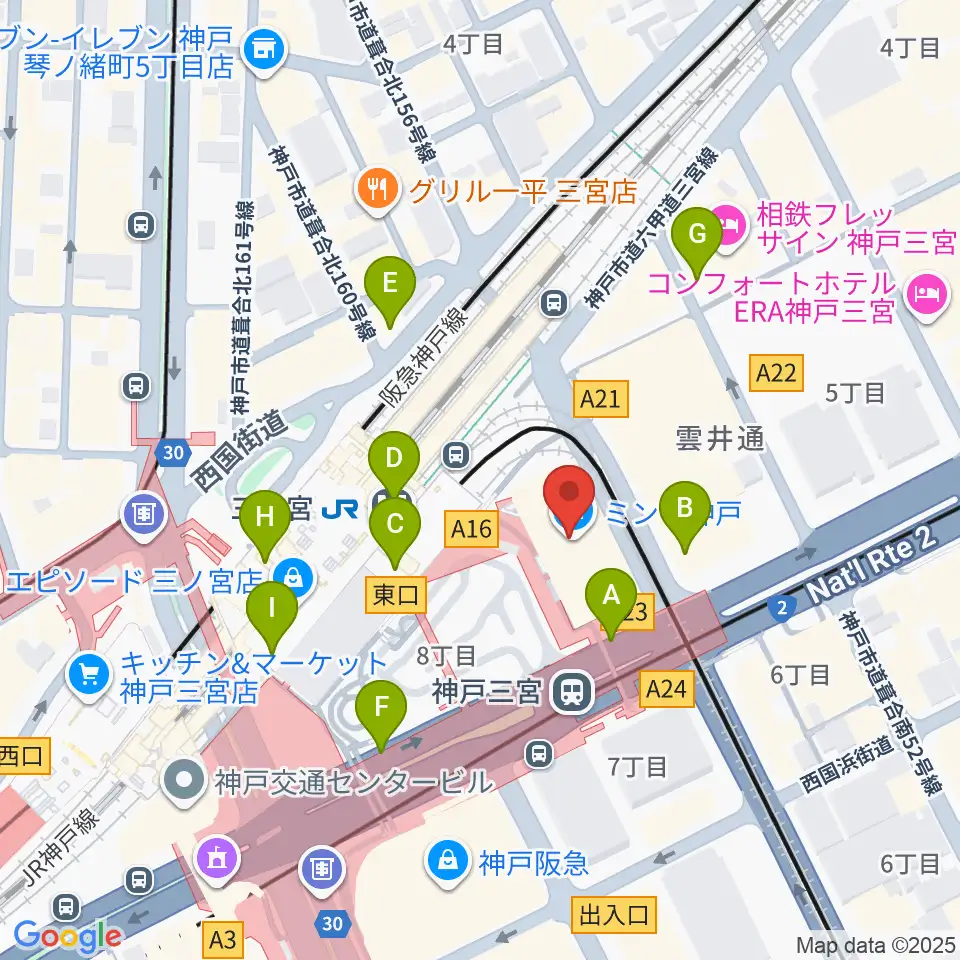 OSシネマズミント神戸周辺のコンビニエンスストア一覧地図