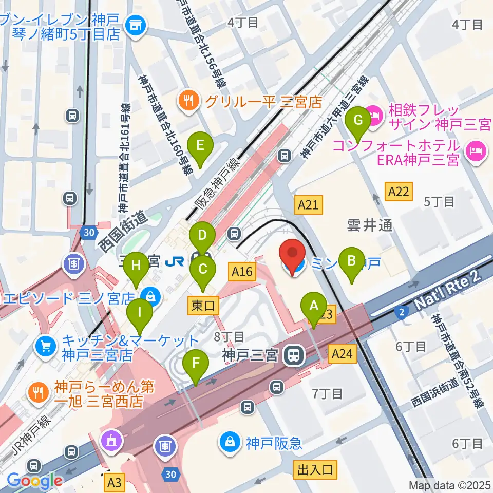 OSシネマズミント神戸周辺のコンビニエンスストア一覧地図