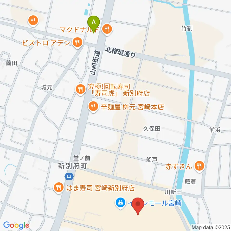 セントラルシネマ宮崎周辺のコンビニエンスストア一覧地図