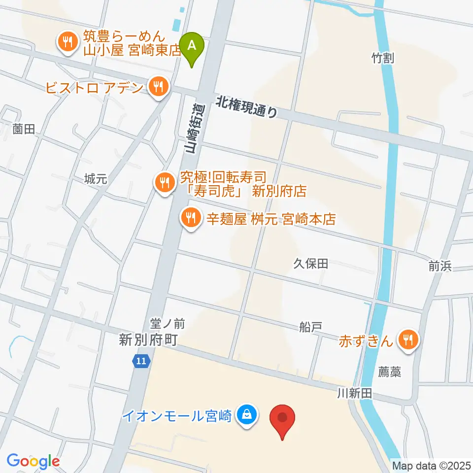 セントラルシネマ宮崎周辺のコンビニエンスストア一覧地図