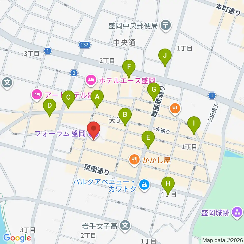 フォーラム盛岡 周辺のコンビニエンスストア一覧マップ