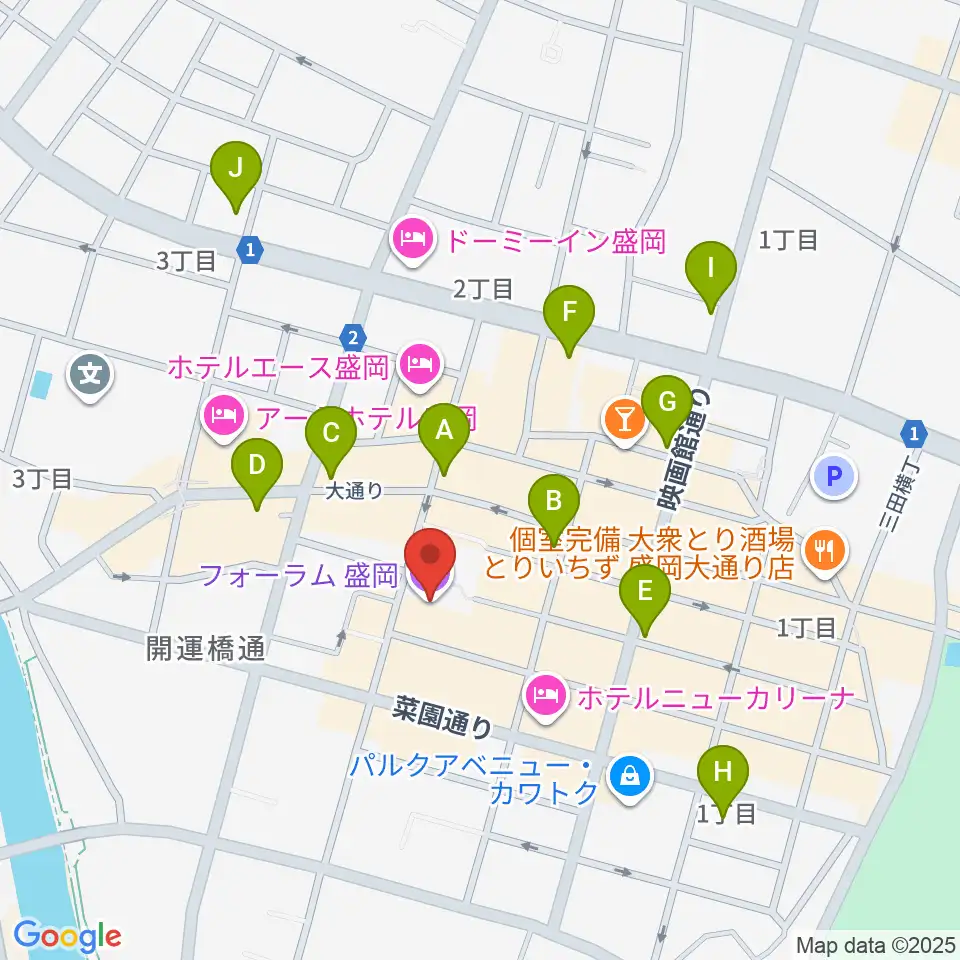 フォーラム盛岡周辺のコンビニエンスストア一覧地図