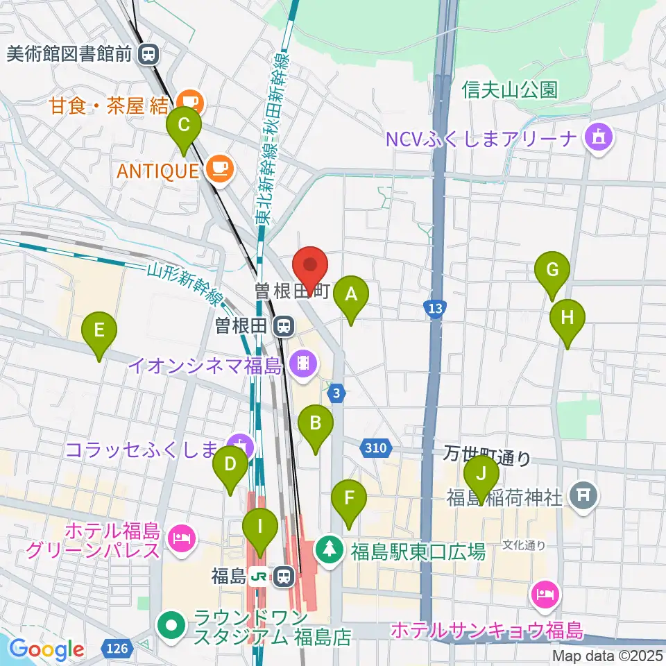 フォーラム福島周辺のコンビニエンスストア一覧地図