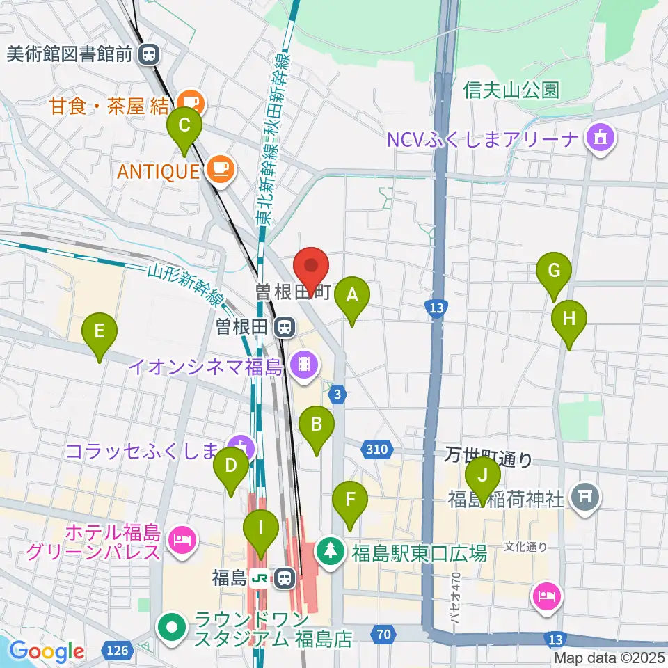フォーラム福島周辺のコンビニエンスストア一覧地図