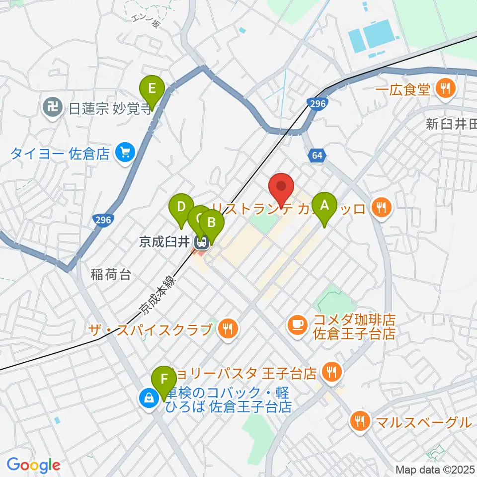 佐倉ハーモニーホール周辺のコンビニエンスストア一覧地図