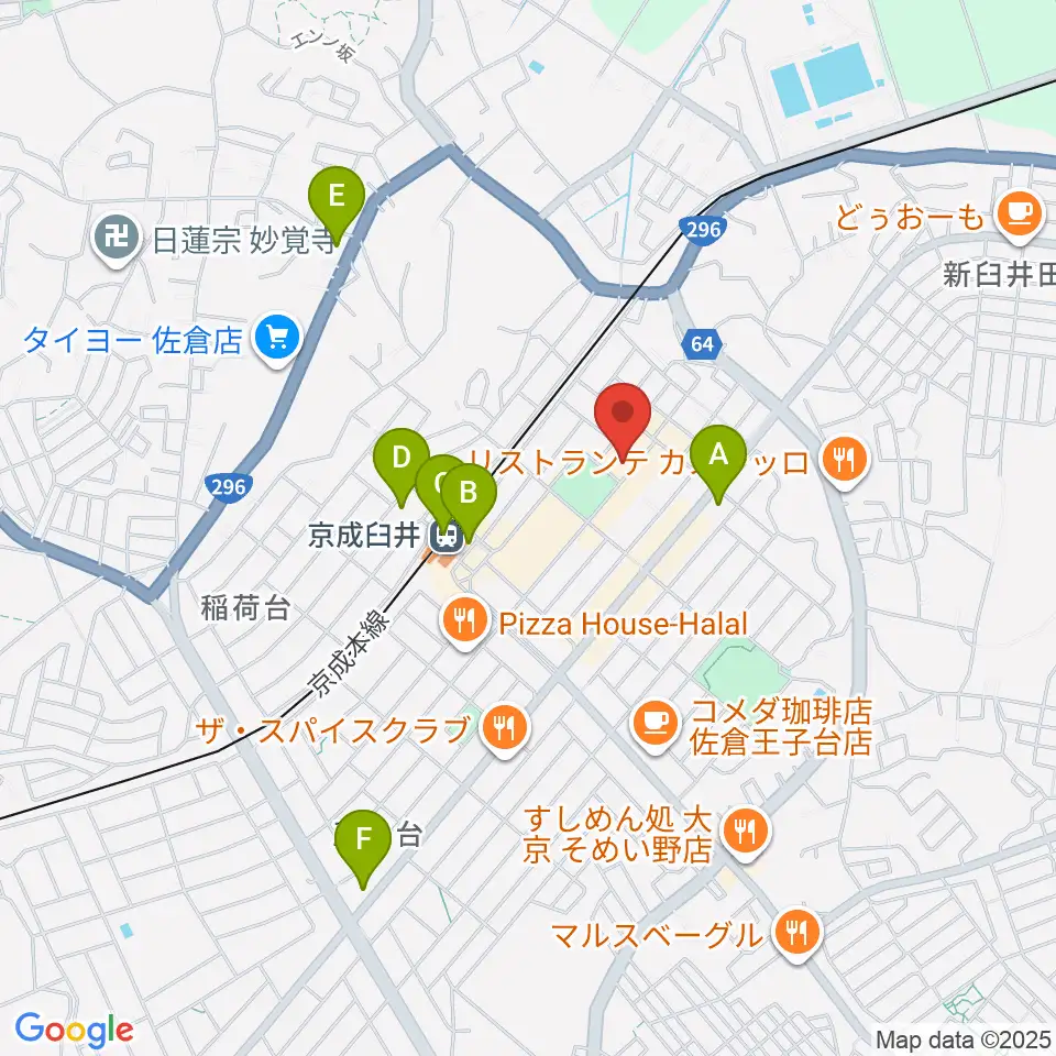 佐倉ハーモニーホール周辺のコンビニエンスストア一覧地図