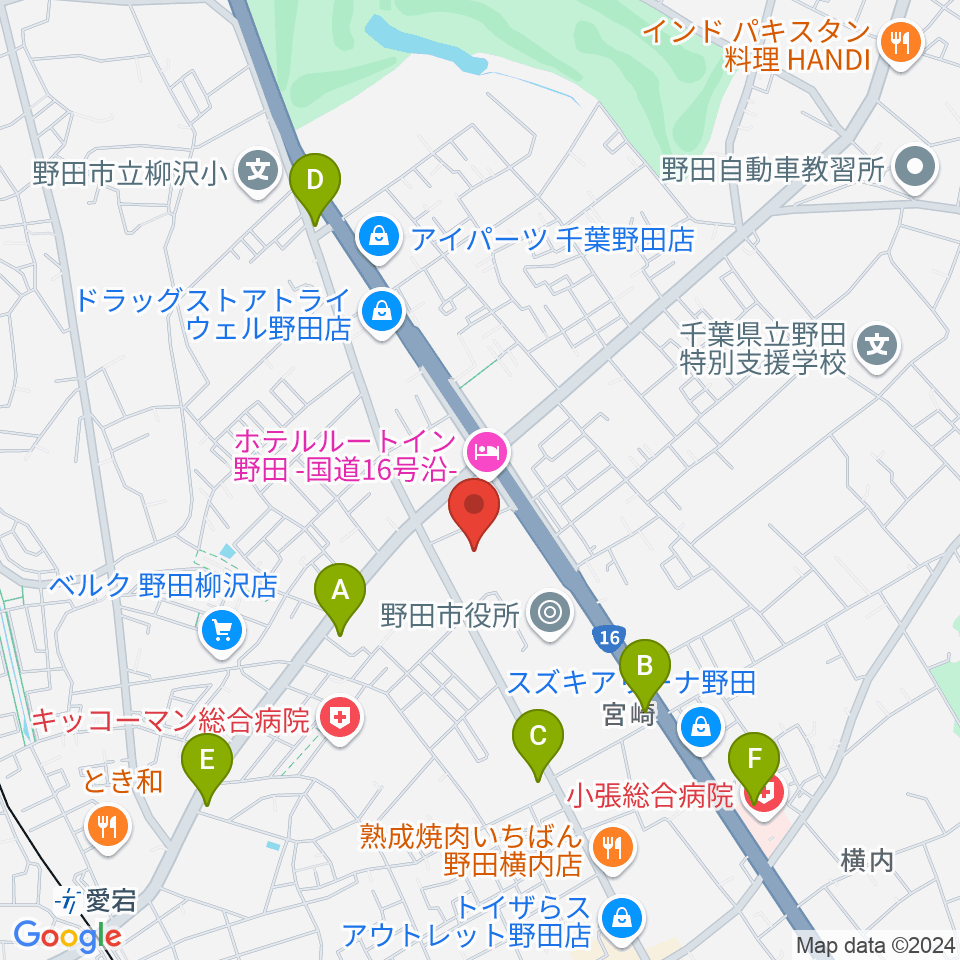 野田ガスホール周辺のコンビニエンスストア一覧地図