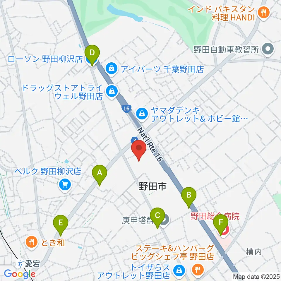 野田ガスホール周辺のコンビニエンスストア一覧地図
