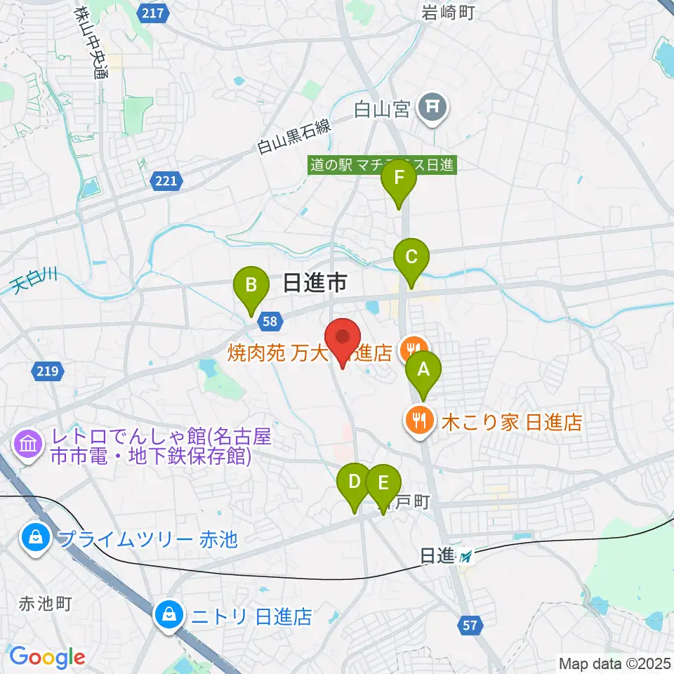 日進市民会館周辺のコンビニエンスストア一覧地図
