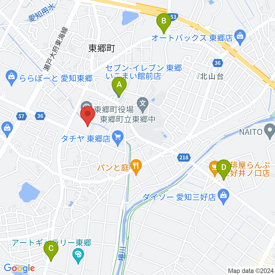 東郷町民会館周辺のコンビニエンスストア一覧地図