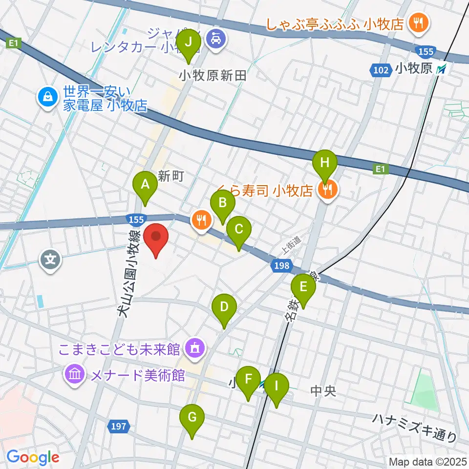 小牧市市民会館周辺のコンビニエンスストア一覧地図