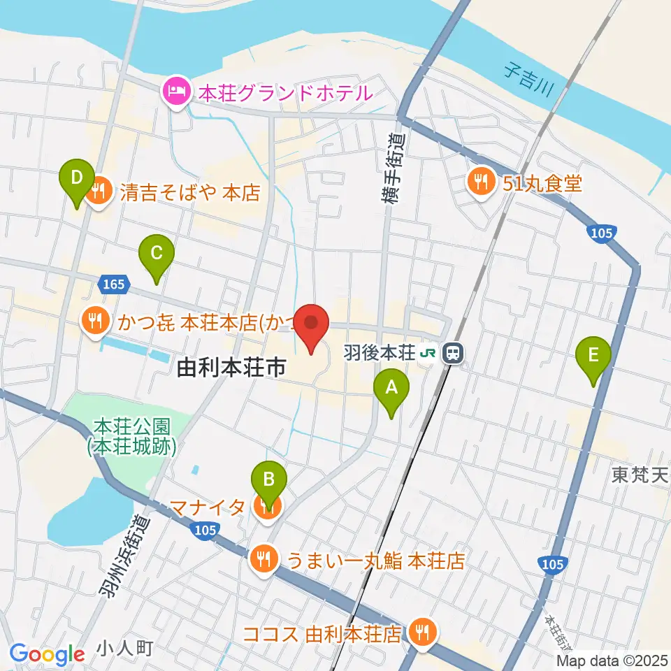 由利本荘市文化交流館カダーレ周辺のコンビニエンスストア一覧地図