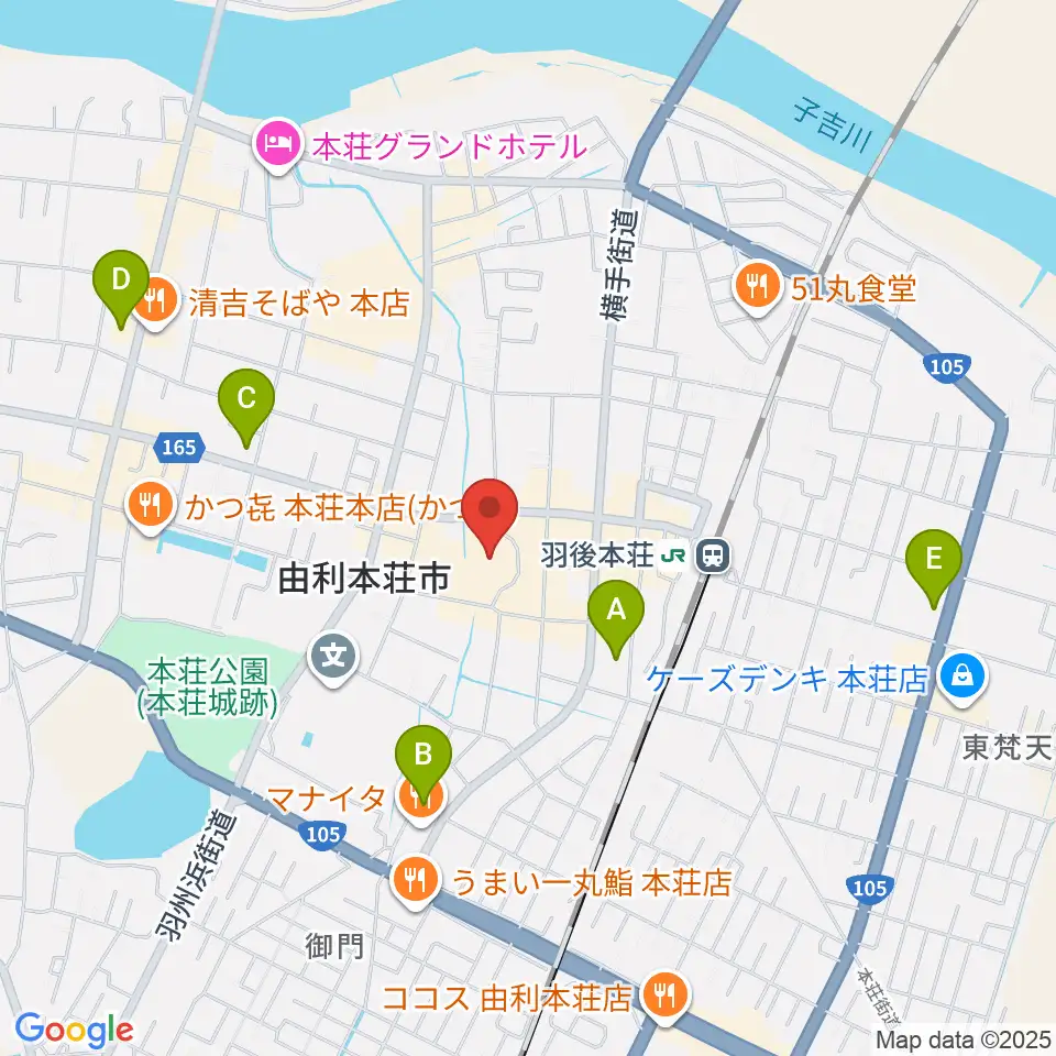 由利本荘市文化交流館カダーレ周辺のコンビニエンスストア一覧地図