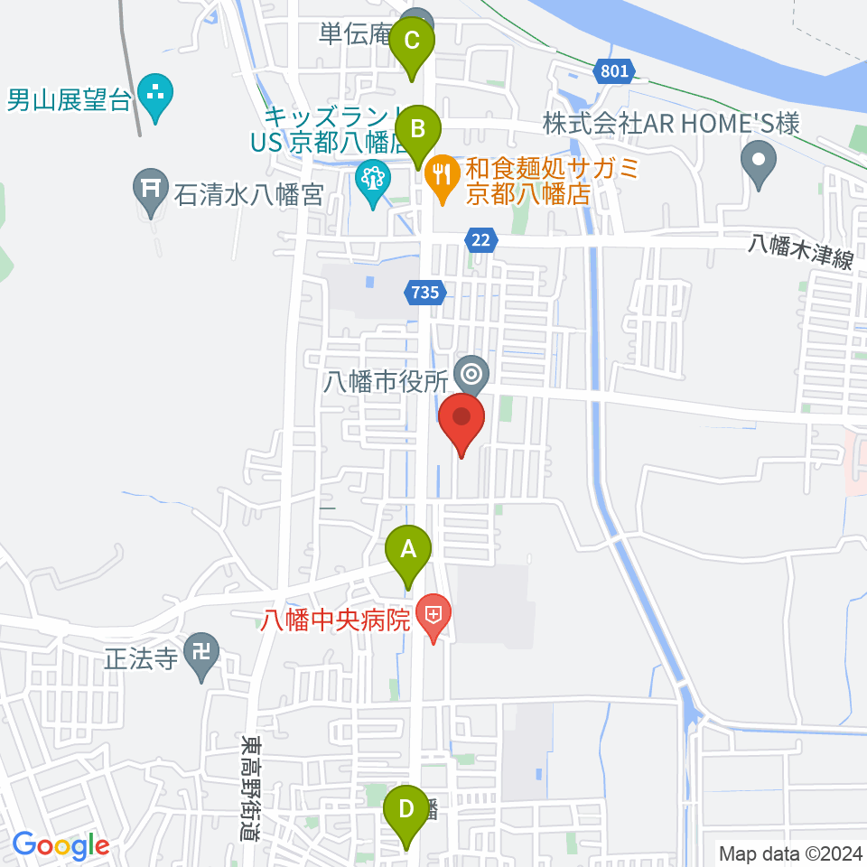 八幡市文化センター周辺のコンビニエンスストア一覧地図