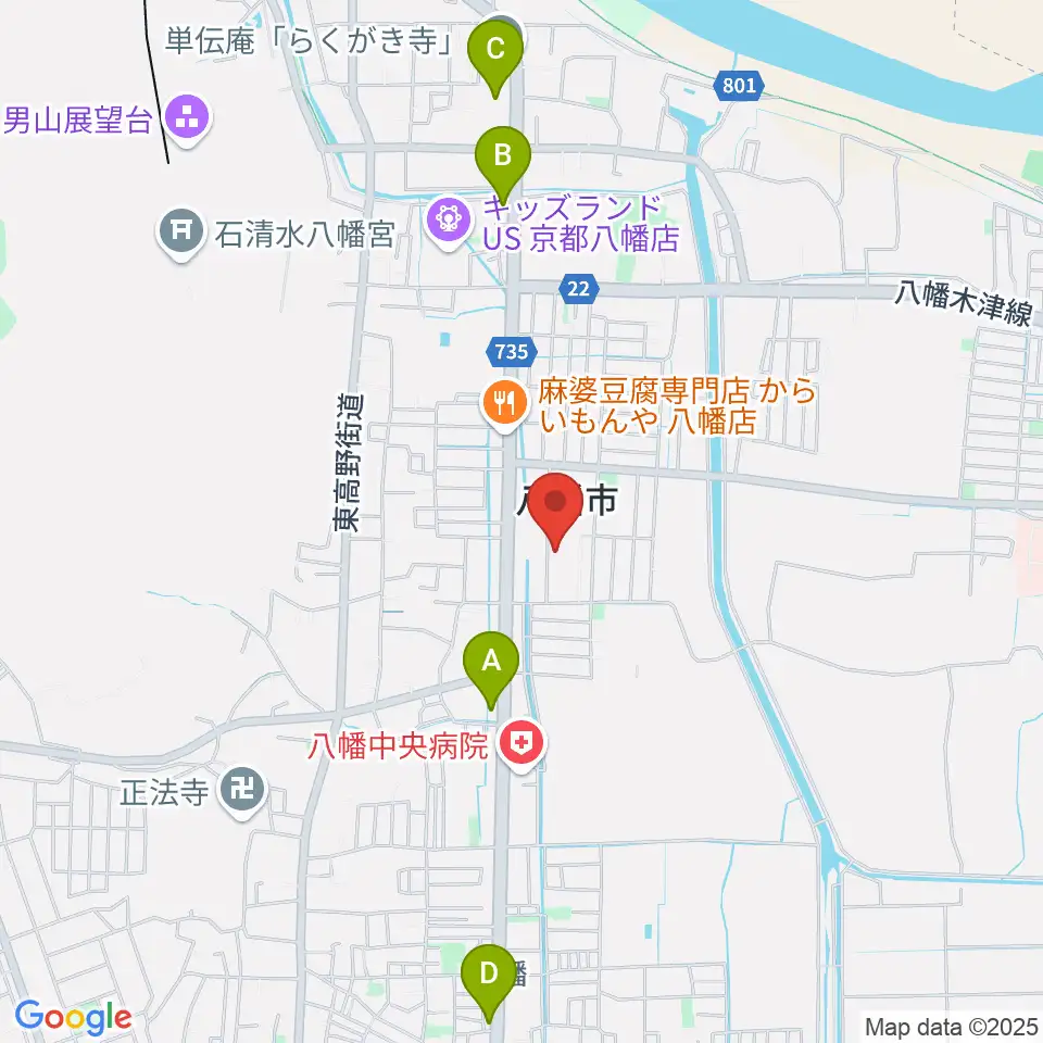八幡市文化センター周辺のコンビニエンスストア一覧地図