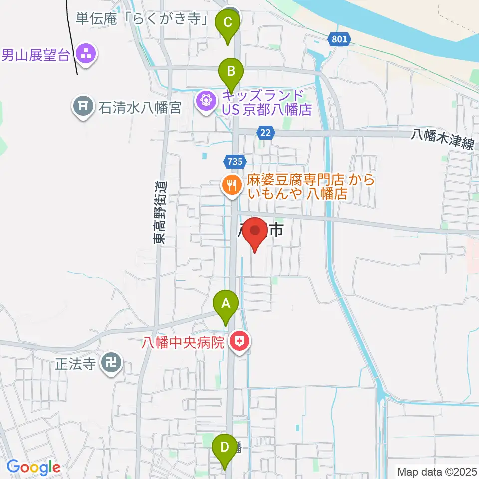 八幡市文化センター周辺のコンビニエンスストア一覧地図