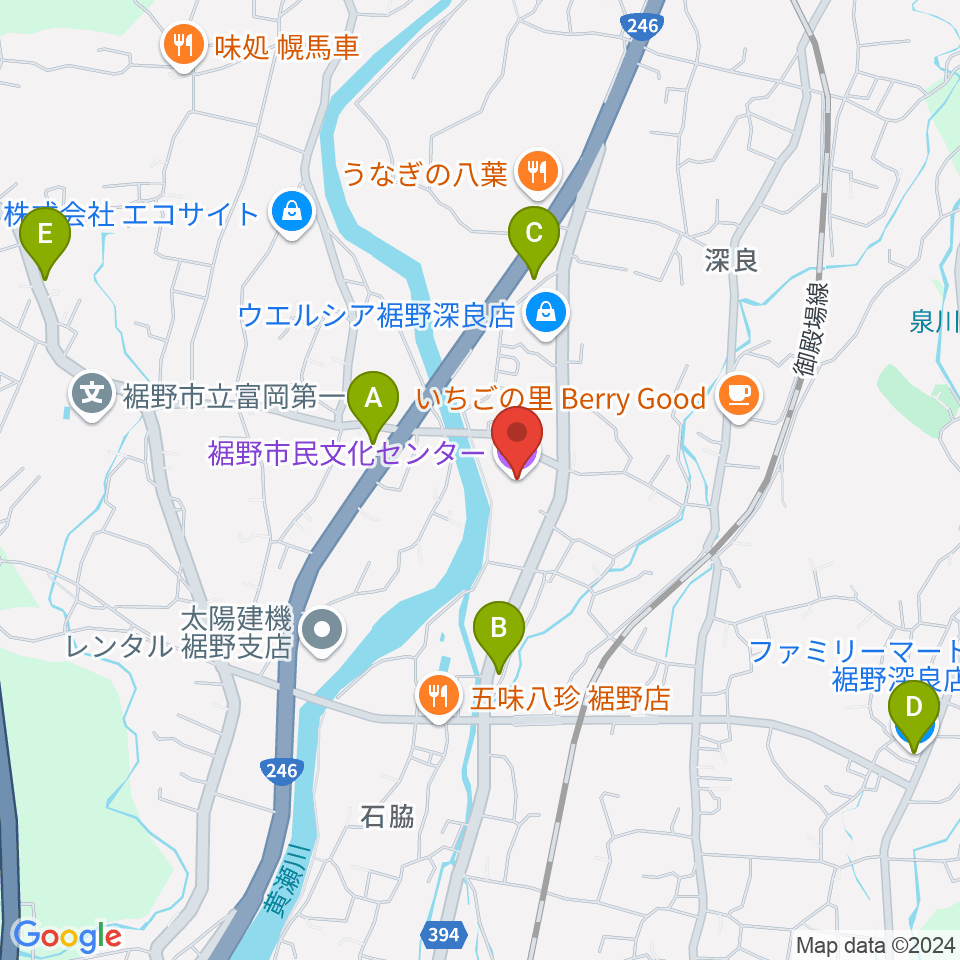 裾野市民文化センター周辺のコンビニエンスストア一覧地図