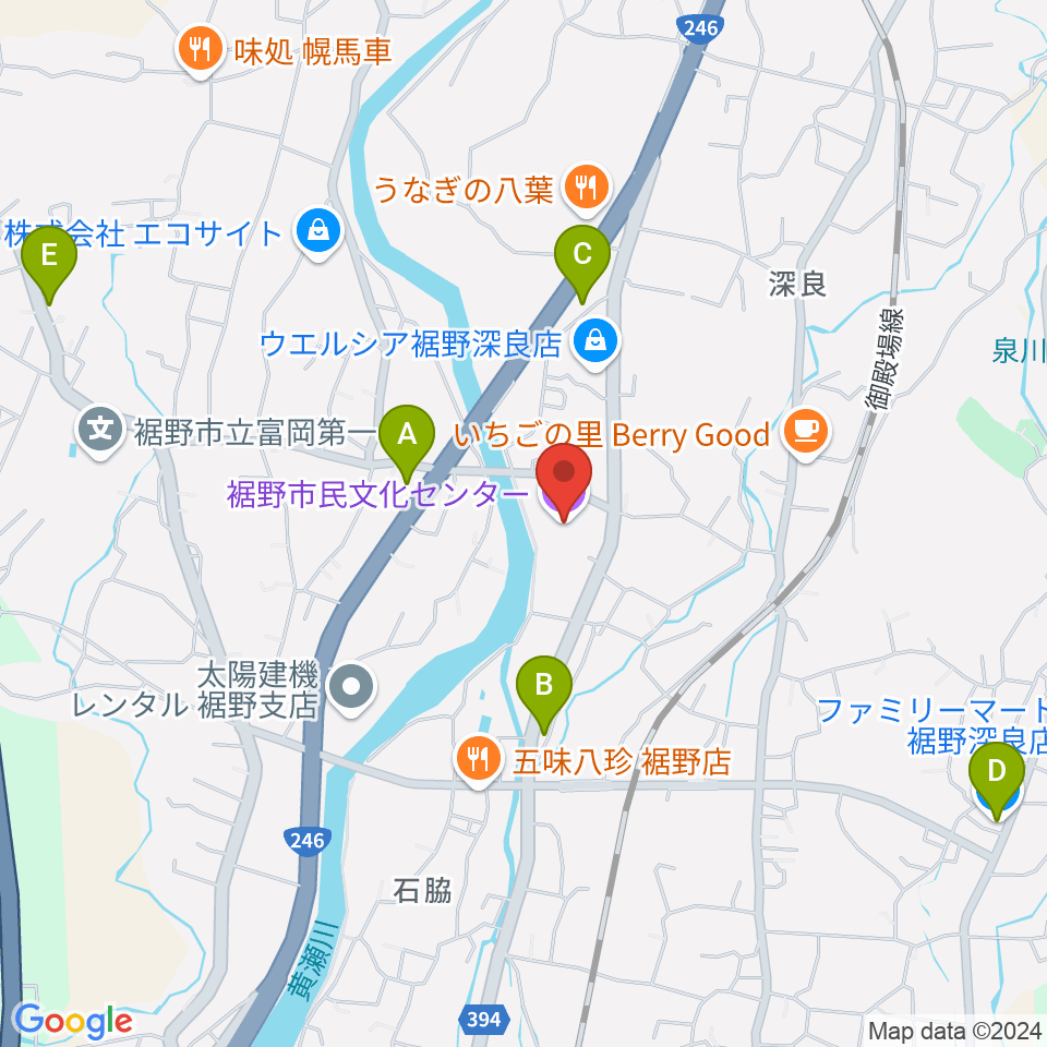 裾野市民文化センター周辺のコンビニエンスストア一覧地図