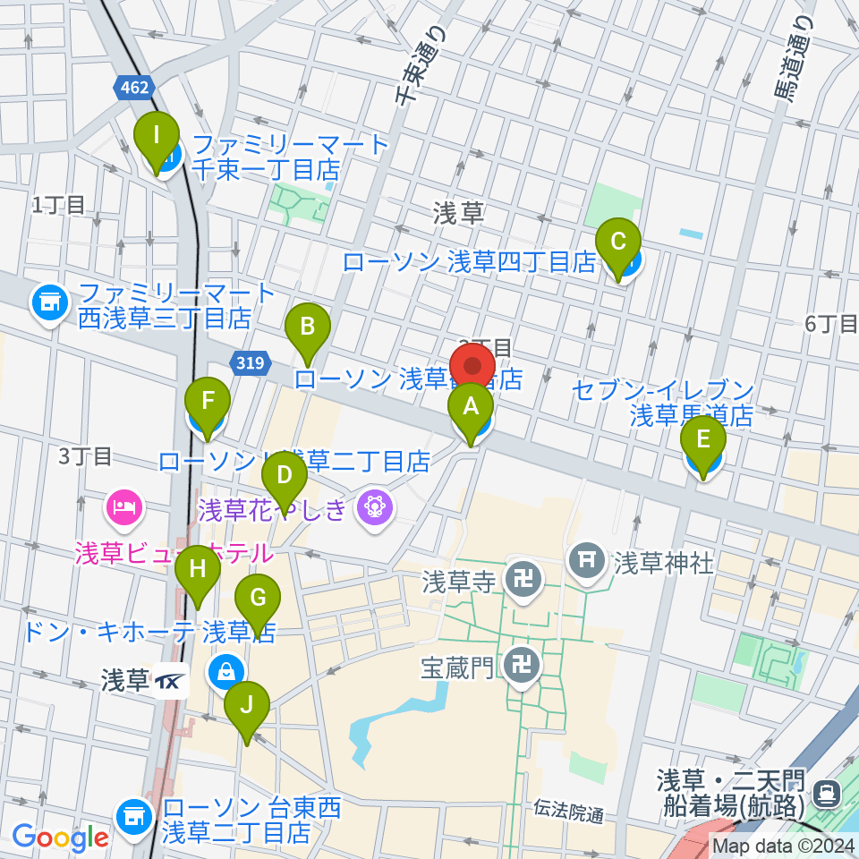 雷5656会館 ときわホール周辺のコンビニエンスストア一覧地図