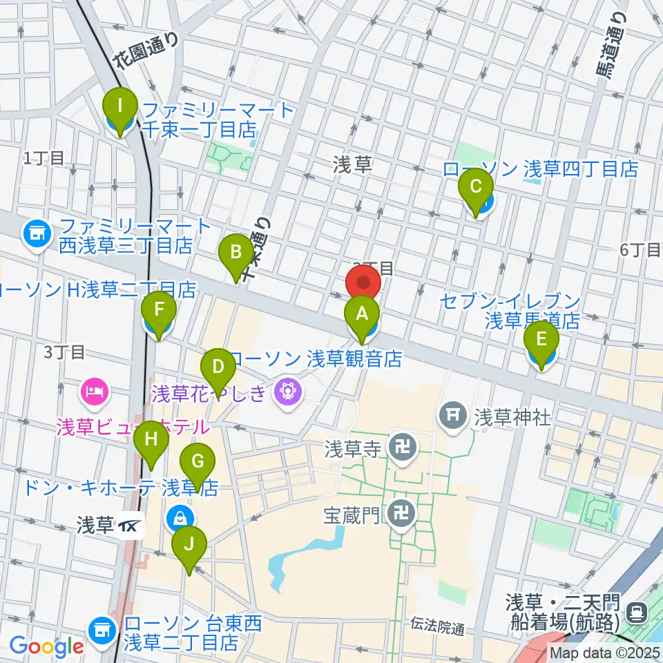 雷5656会館 ときわホール周辺のコンビニエンスストア一覧地図