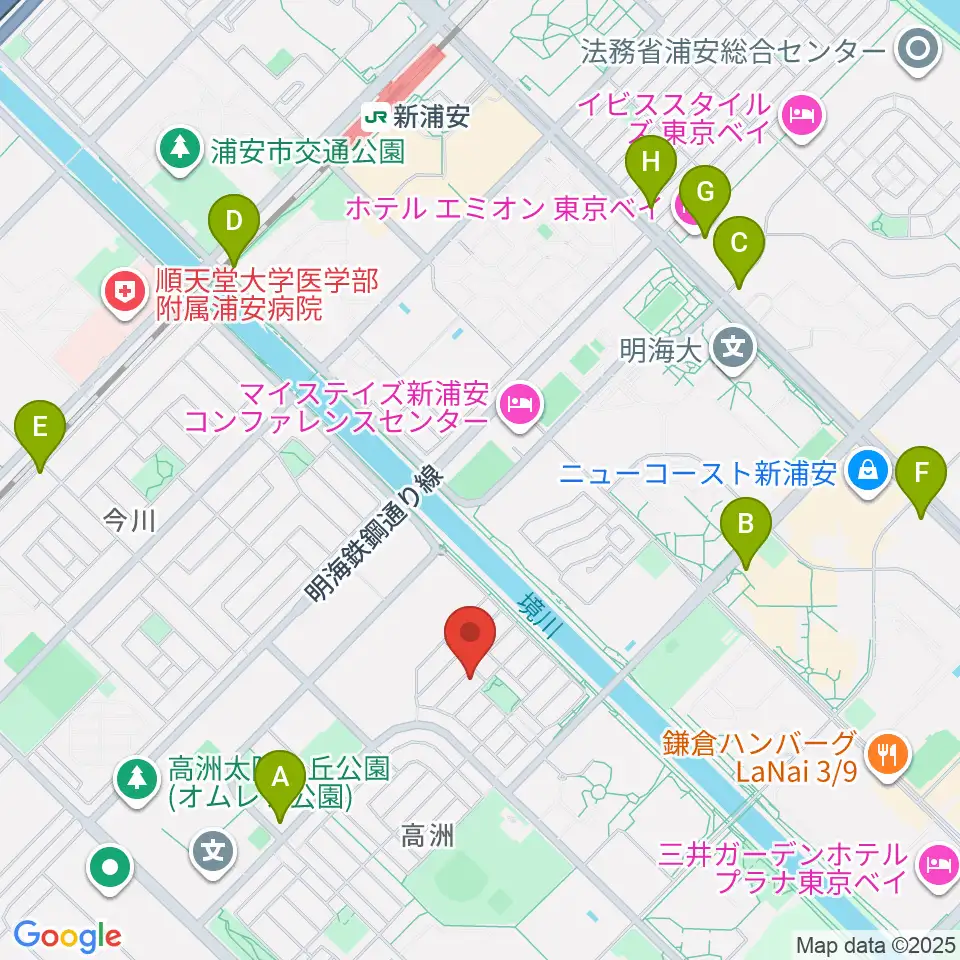 空、奏で　音楽教室周辺のコンビニエンスストア一覧地図