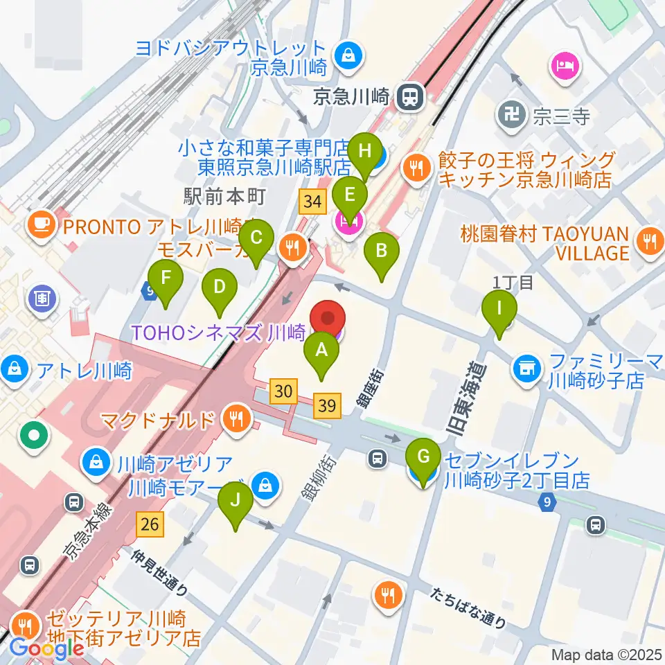 TOHOシネマズ川崎周辺のコンビニエンスストア一覧地図