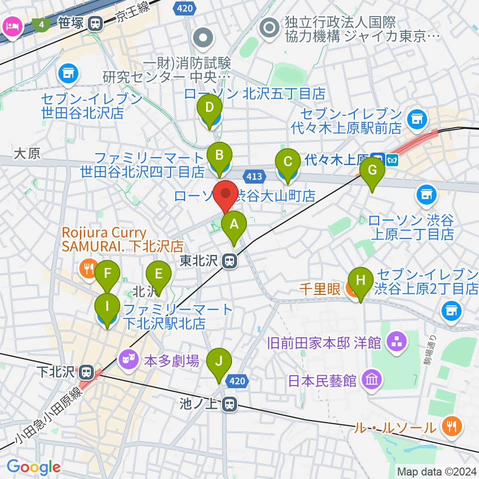 北沢三丁目スタジオ周辺のコンビニエンスストア一覧地図